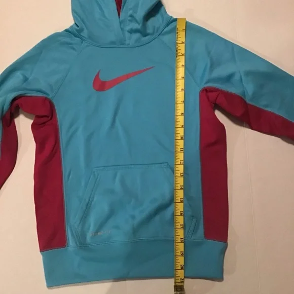 Nike Therma-Fit Girls Hoodie Sweatshirt Blue/Pink - Picture 4 of 9